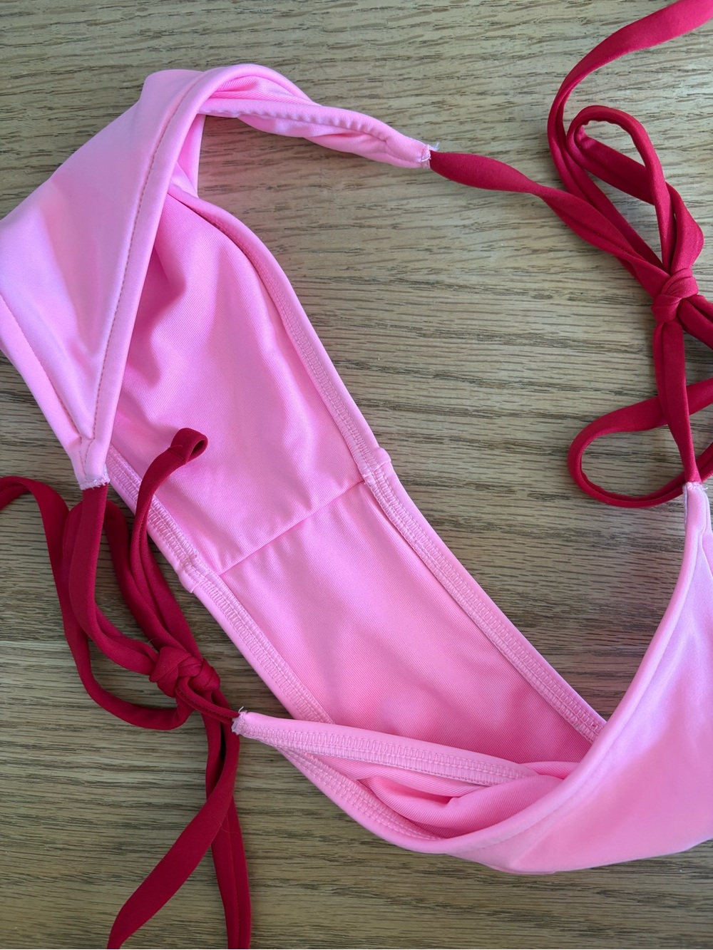 Pink Two-Tone Triangle String Bikini Set - Picture 2 of 4